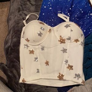 , white sparkly star corset,